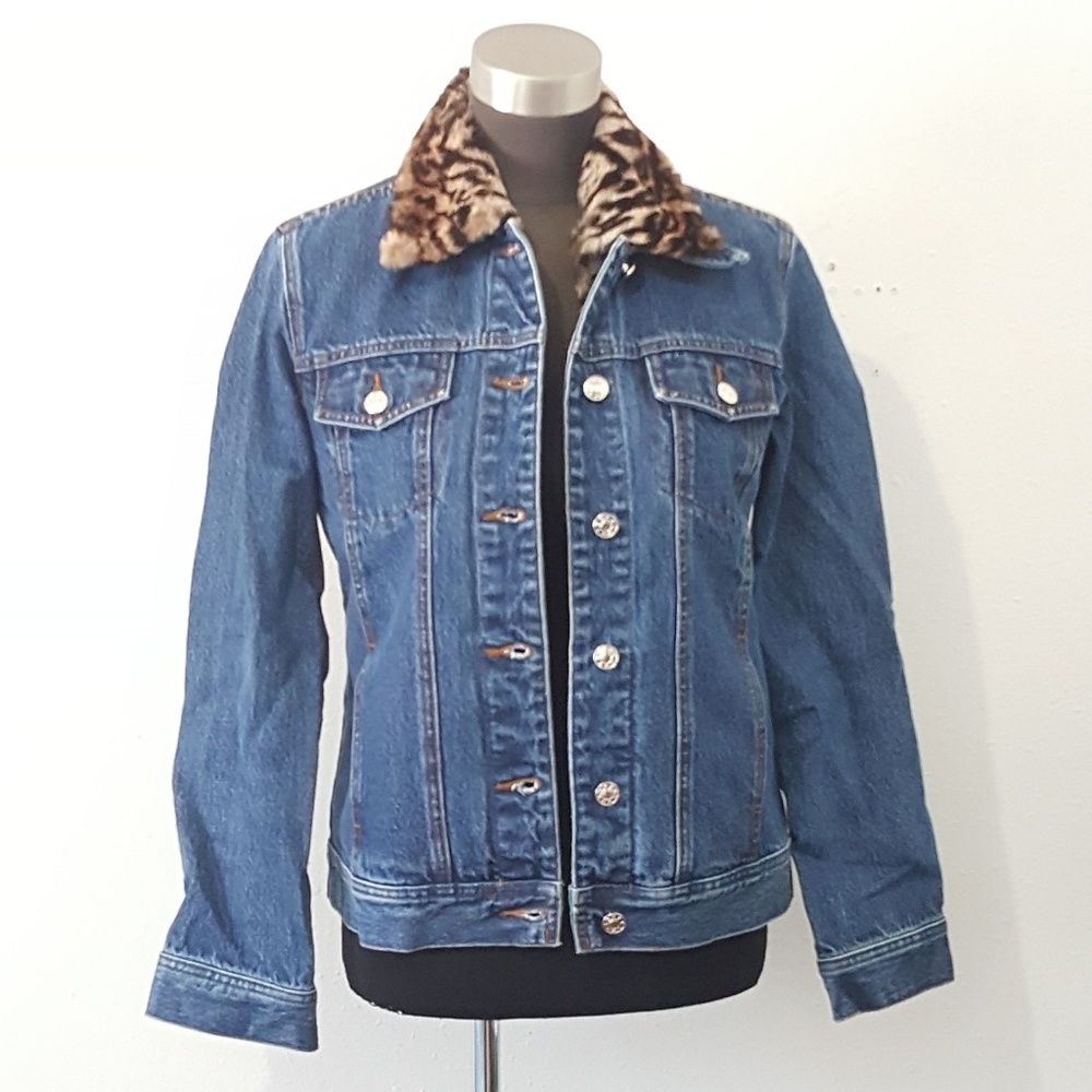 Jean Crisan Fourrure Removable Fur Lined Denim Jacket Jean Jacket